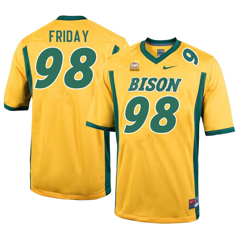 Men #98 Bryce Friday North Dakota State Bison College Football Jerseys Stitched-Yellow